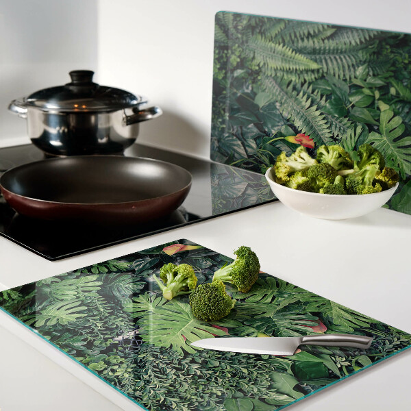 Tagliere in vetro temperato con motivo Giungla tropicale con fiori