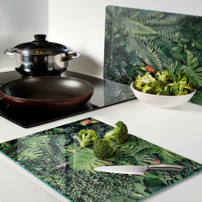 Tagliere in vetro temperato con motivo Giungla tropicale con fiori