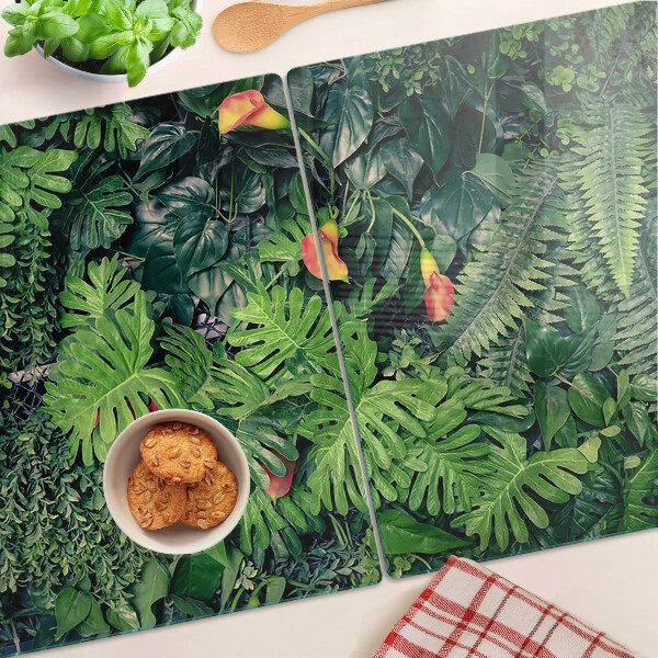 Tagliere in vetro temperato con motivo Giungla tropicale con fiori