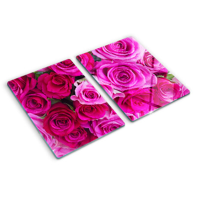 Tagliere in vetro con motivo di rose nei toni del rosa