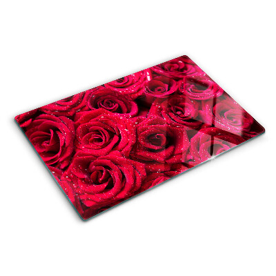 Tagliere in vetro temperato Rose in colore rosa intenso