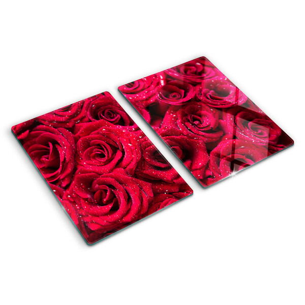 Tagliere in vetro temperato Rose in colore rosa intenso