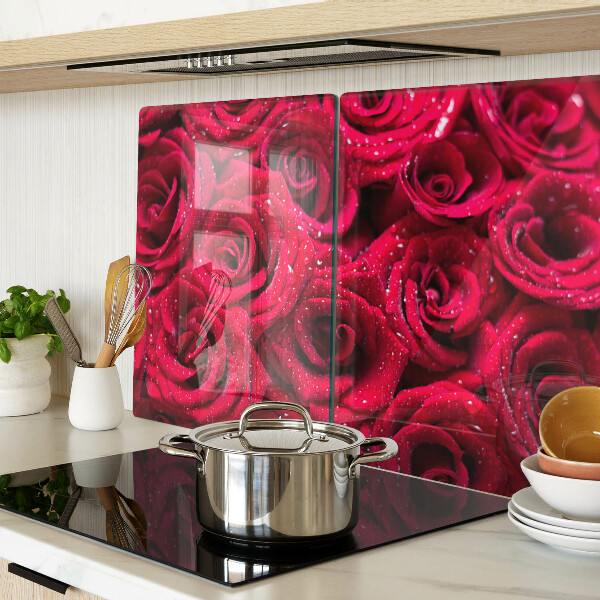 Tagliere in vetro temperato Rose in colore rosa intenso