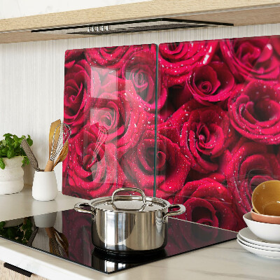 Tagliere in vetro temperato Rose in colore rosa intenso
