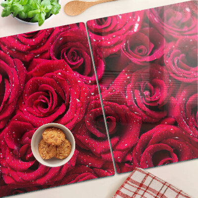 Tagliere in vetro temperato Rose in colore rosa intenso