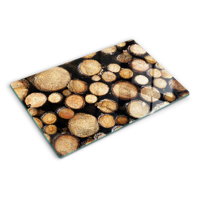 Tagliere in vetro con motivo di tronchi d'albero in sezione