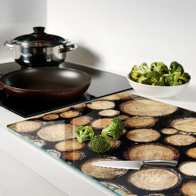 Tagliere in vetro con motivo di tronchi d'albero in sezione