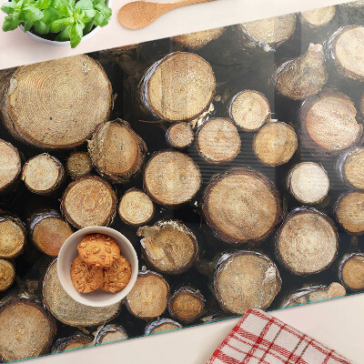 Tagliere in vetro con motivo di tronchi d'albero in sezione