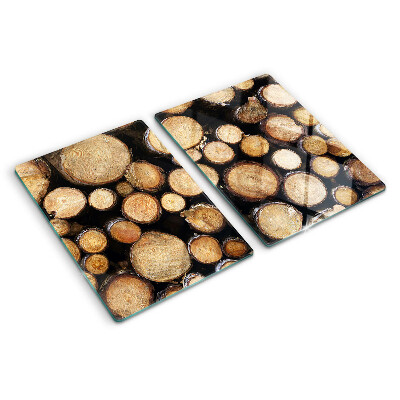 Tagliere in vetro con motivo di tronchi d'albero in sezione