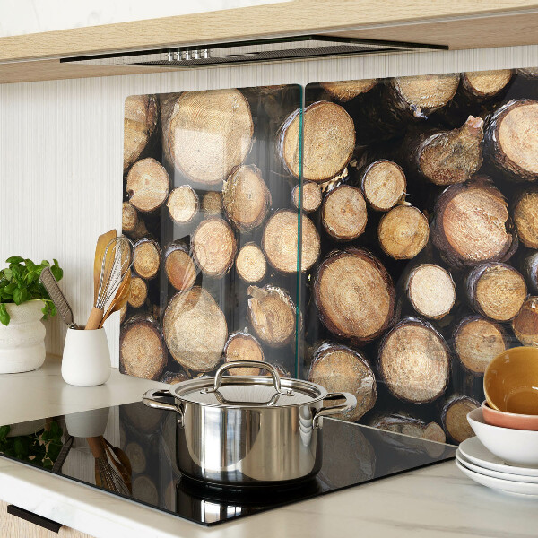 Tagliere in vetro con motivo di tronchi d'albero in sezione