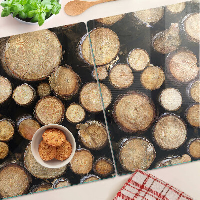 Tagliere in vetro con motivo di tronchi d'albero in sezione