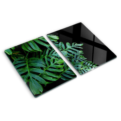 Tagliere in vetro temperato con motivo di foglie tropicali