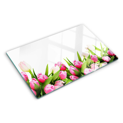 Tagliere in vetro temperato Tulipani in colori pastello