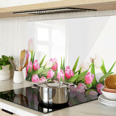 Tagliere in vetro temperato Tulipani in colori pastello