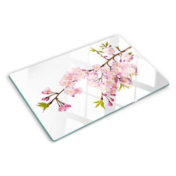 Tagliere in vetro con motivo Fiore di ciliegio primaverile