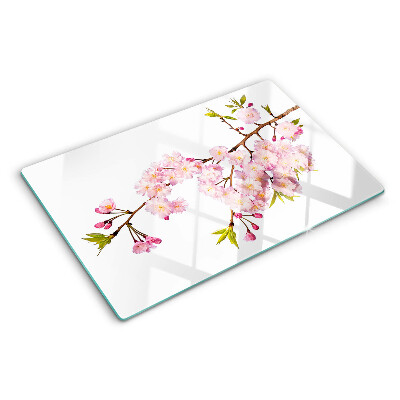 Tagliere in vetro con motivo Fiore di ciliegio primaverile