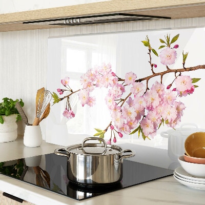 Tagliere in vetro con motivo Fiore di ciliegio primaverile