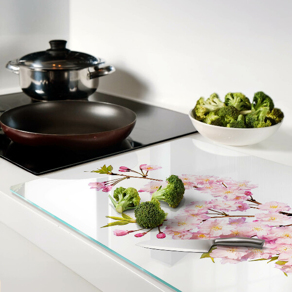 Tagliere in vetro con motivo Fiore di ciliegio primaverile