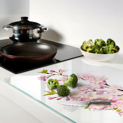 Tagliere in vetro con motivo Fiore di ciliegio primaverile