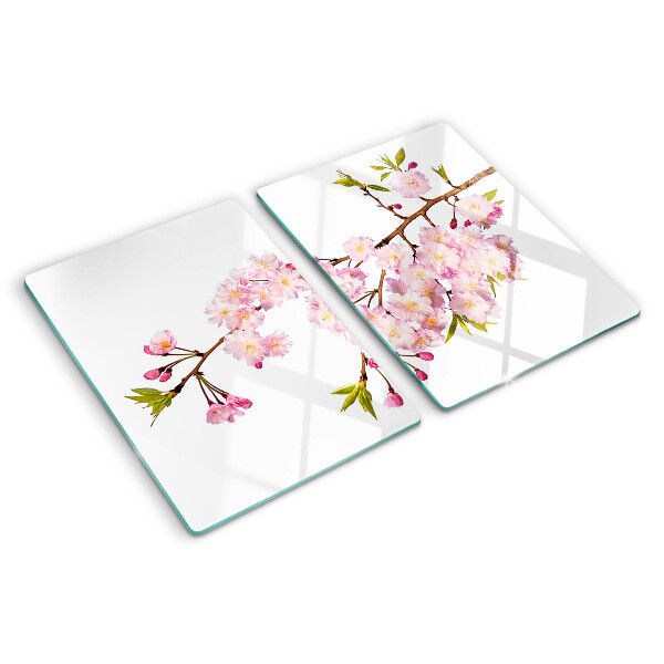 Tagliere in vetro con motivo Fiore di ciliegio primaverile