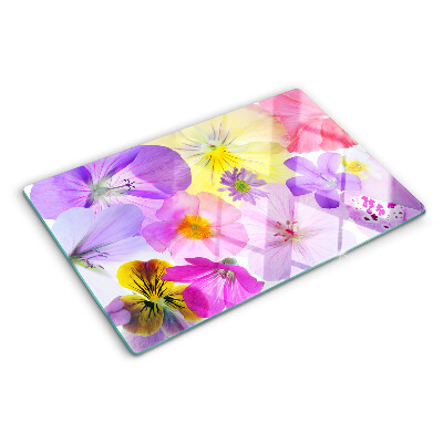 Tagliere in vetro Fiori in colori pastello