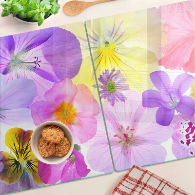 Tagliere in vetro Fiori in colori pastello