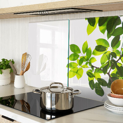 Tagliere in vetro temperato con motivo di foglie su sfondo cielo chiaro