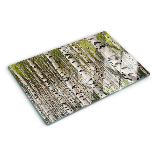 Tagliere in vetro con stampa Betulle bianche nel bosco