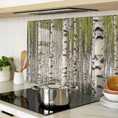 Tagliere in vetro con stampa Betulle bianche nel bosco