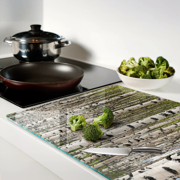 Tagliere in vetro con stampa Betulle bianche nel bosco