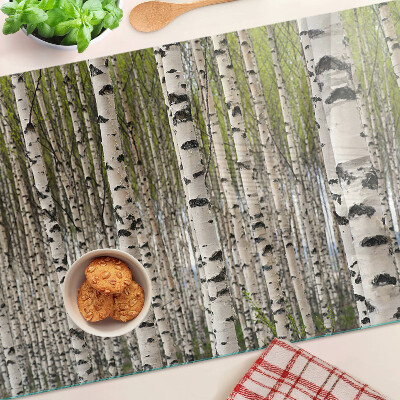 Tagliere in vetro con stampa Betulle bianche nel bosco