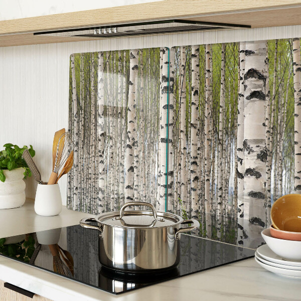 Tagliere in vetro con stampa Betulle bianche nel bosco