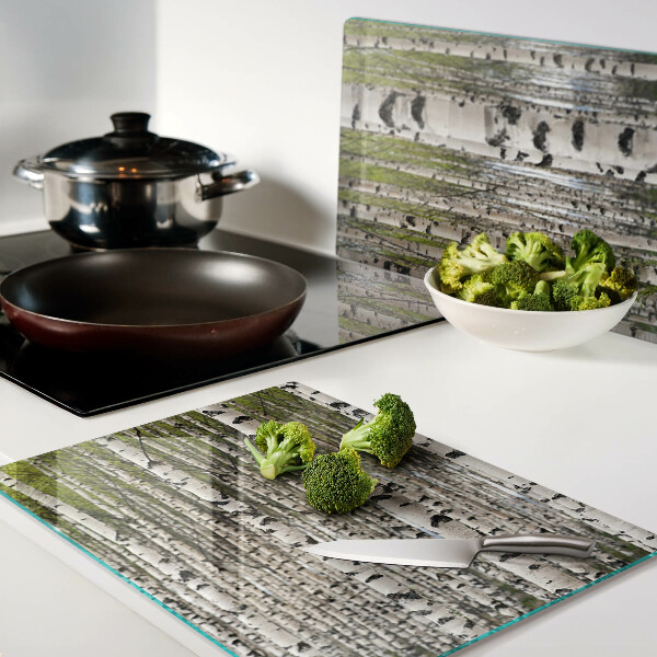 Tagliere in vetro con stampa Betulle bianche nel bosco