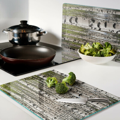 Tagliere in vetro con stampa Betulle bianche nel bosco