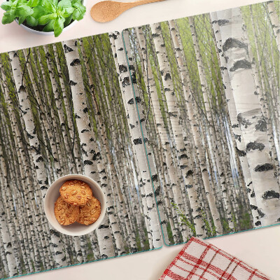 Tagliere in vetro con stampa Betulle bianche nel bosco