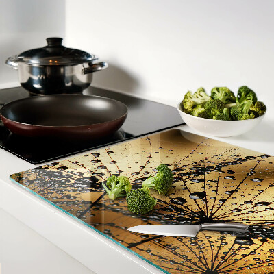 Tagliere in vetro temperato con stampa raffigurante gocce d'acqua sulle foglie