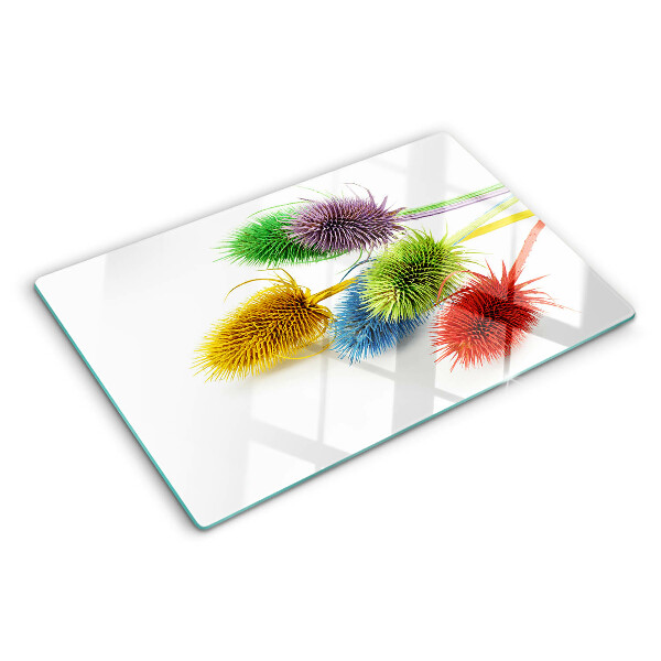 Tagliere in vetro con motivo di fiori colorati tridimensionali