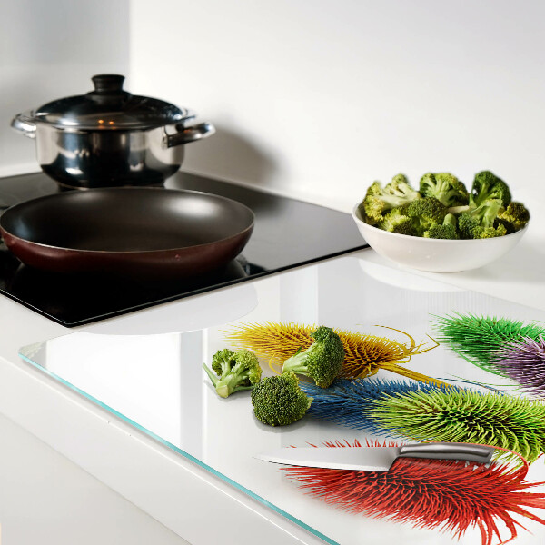 Tagliere in vetro con motivo di fiori colorati tridimensionali