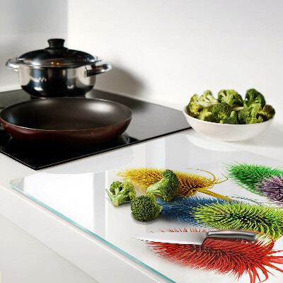 Tagliere in vetro con motivo di fiori colorati tridimensionali