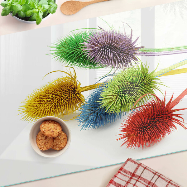 Tagliere in vetro con motivo di fiori colorati tridimensionali