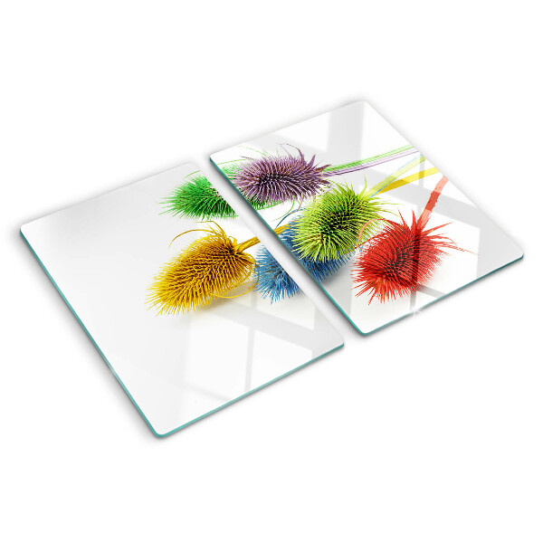 Tagliere in vetro con motivo di fiori colorati tridimensionali