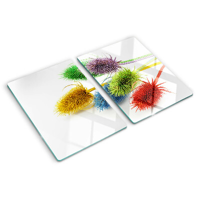 Tagliere in vetro con motivo di fiori colorati tridimensionali