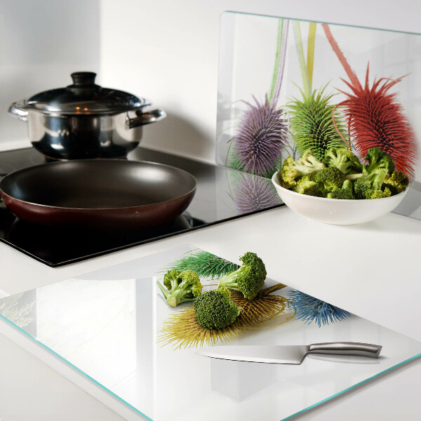 Tagliere in vetro con motivo di fiori colorati tridimensionali