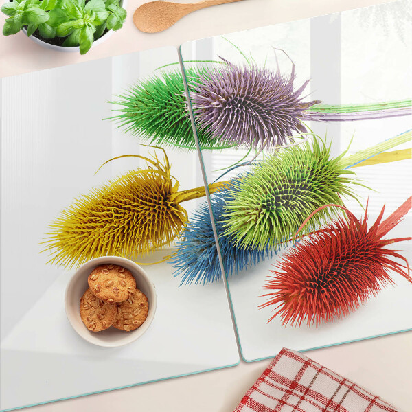 Tagliere in vetro con motivo di fiori colorati tridimensionali