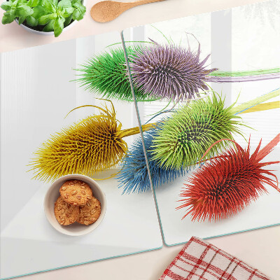 Tagliere in vetro con motivo di fiori colorati tridimensionali