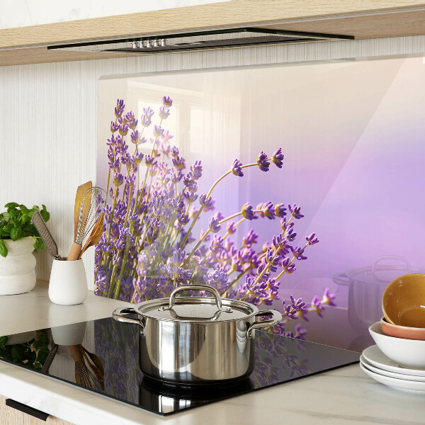 Tagliere in vetro con stampa a motivi di fiori di lavanda sul tema della finestra