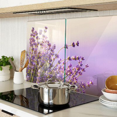 Tagliere in vetro con stampa a motivi di fiori di lavanda sul tema della finestra