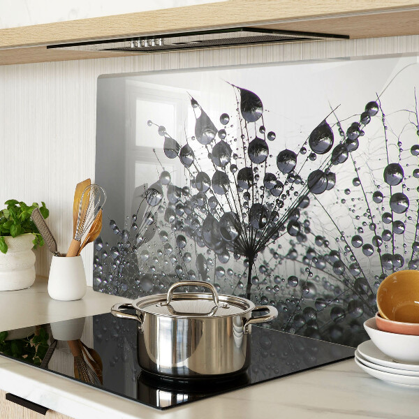 Tagliere in vetro temperato con motivo gocce d'acqua sulle piante