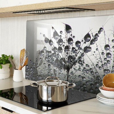 Tagliere in vetro temperato con motivo gocce d'acqua sulle piante