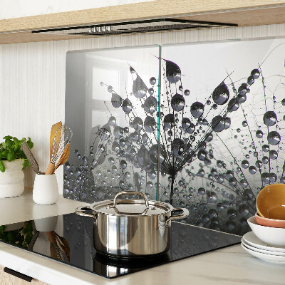 Tagliere in vetro temperato con motivo gocce d'acqua sulle piante